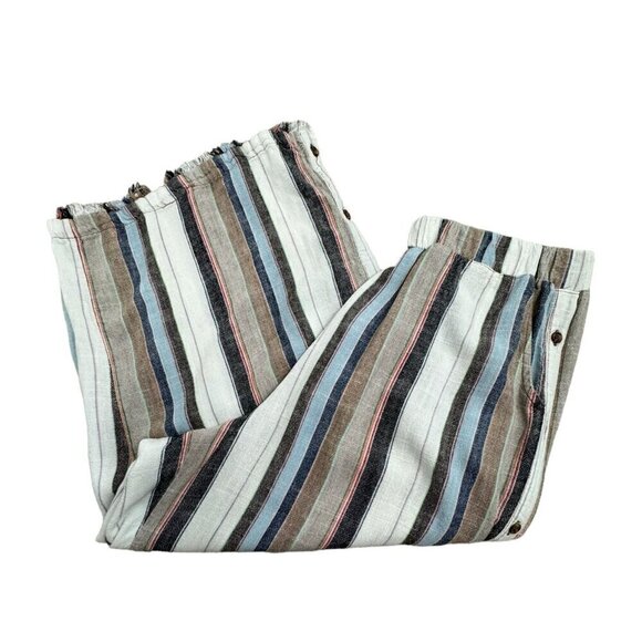 For the Republic Striped Linen-Blend Cropped Wide-Leg Pants Women's Size L - Picture 9 of 9